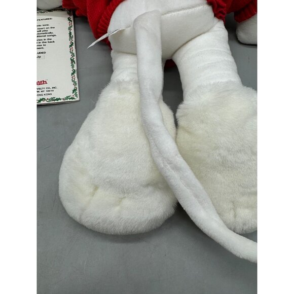 The Carolers 1991 Plush Mouse With Red Sweater & Hood Christmas Decor White READ - Picture 14 of 16